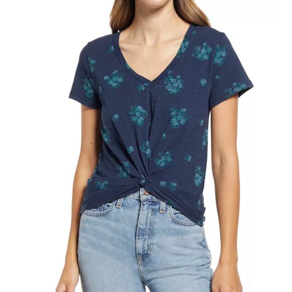 Lucky Brand Tops - New Lucky Brand Women's Twist Front Floral Print Cotton Top T-Shirt